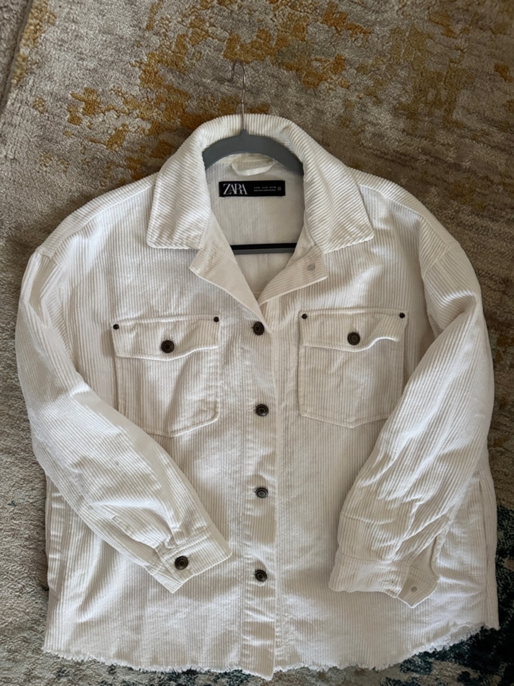Zara Cream Corduroy Shacket with Chest Pockets